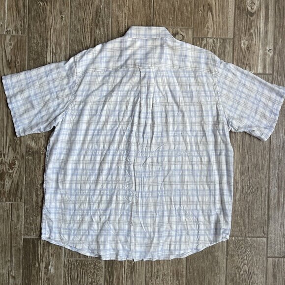 2/$18 SALE! ORVIS Mens Shirt XL Button Up Cotton White Blue Classic Plaid Cotton - Picture 7 of 7